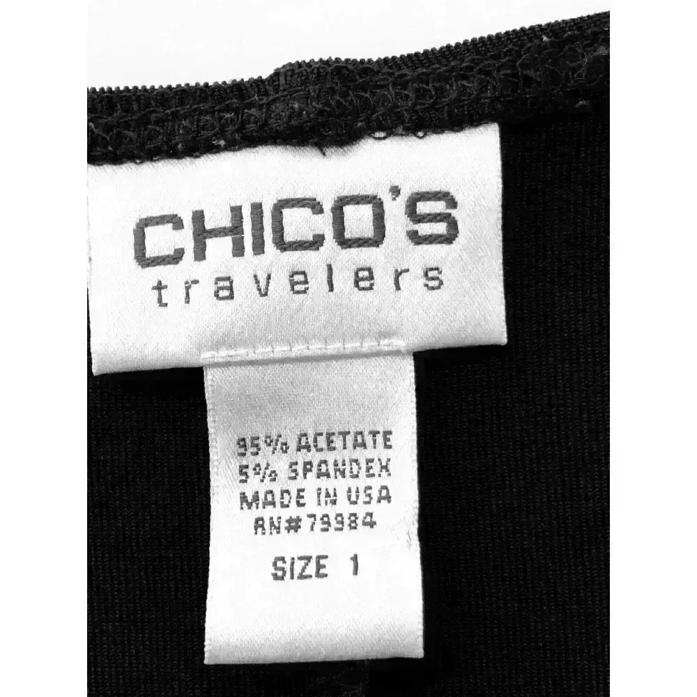 Chico's Travelers faux wrap dress size 1 black 3/4 sleeve career slinky - Picture 4 of 5